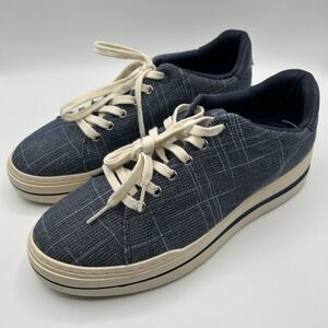 Clarks Cloudsteppers Cushionsoft Blue Plaid Lace Up Casual Sneakers Women 9.5M‎